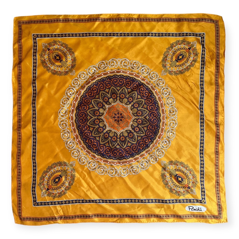 Vintage Paoli Golden Yellow Square Scarf